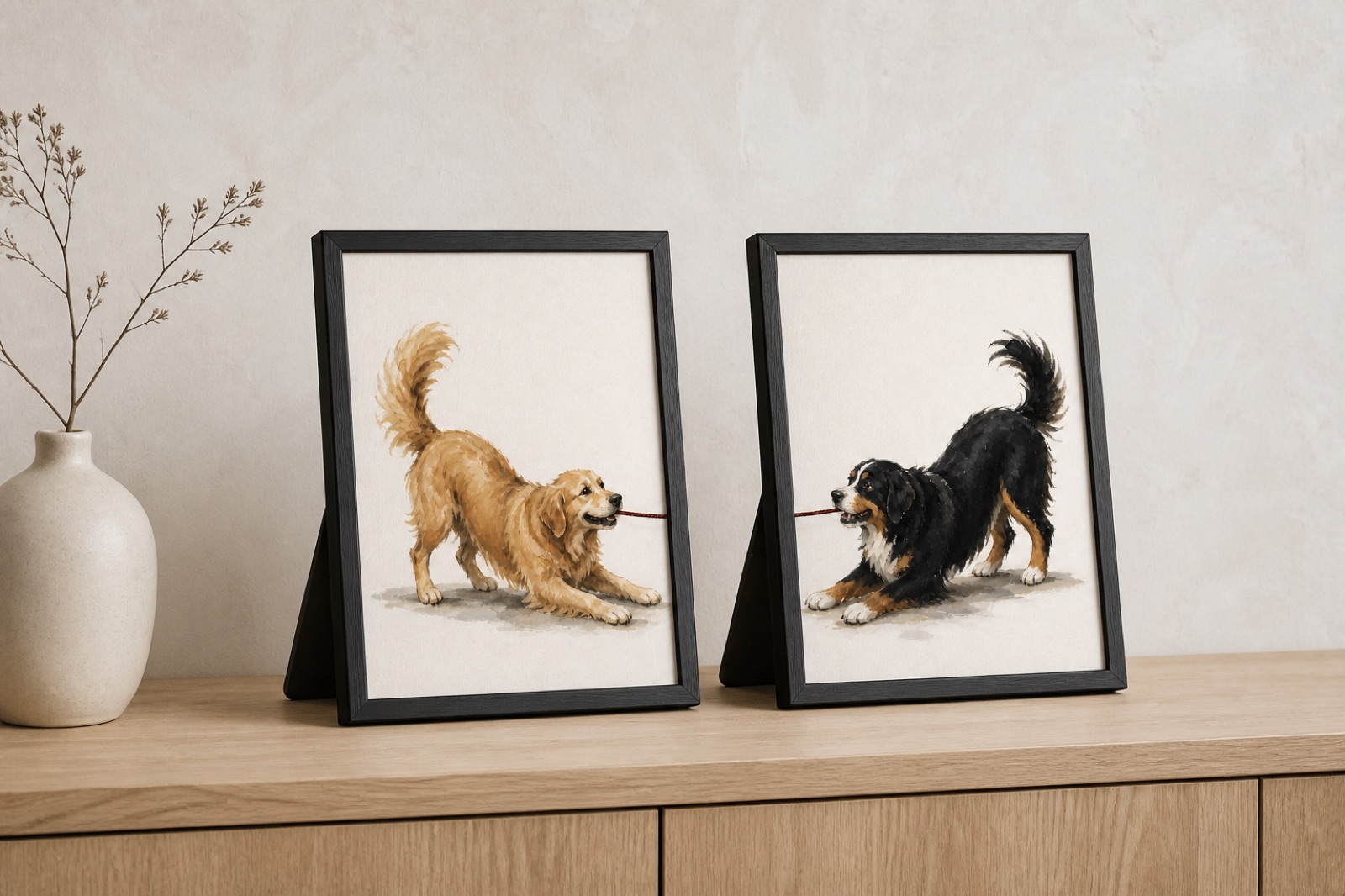 Tug of Love A5 tabletop frames on a sideboard